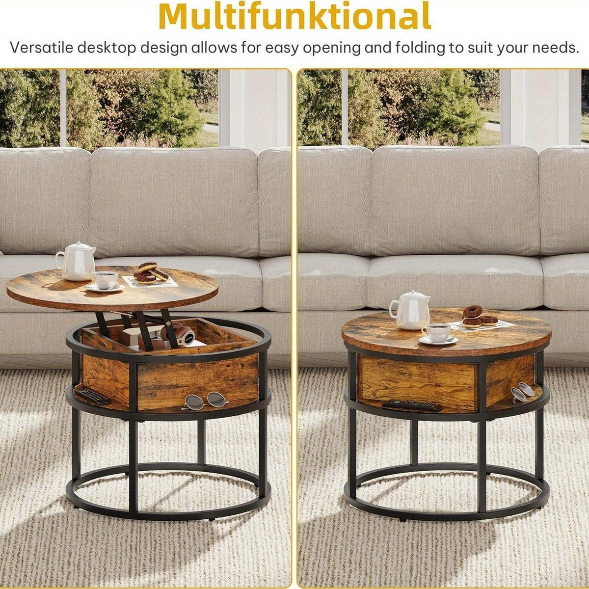 Coffee Table - Adjustable Black 60cm — House of Avana, view 1 of 14