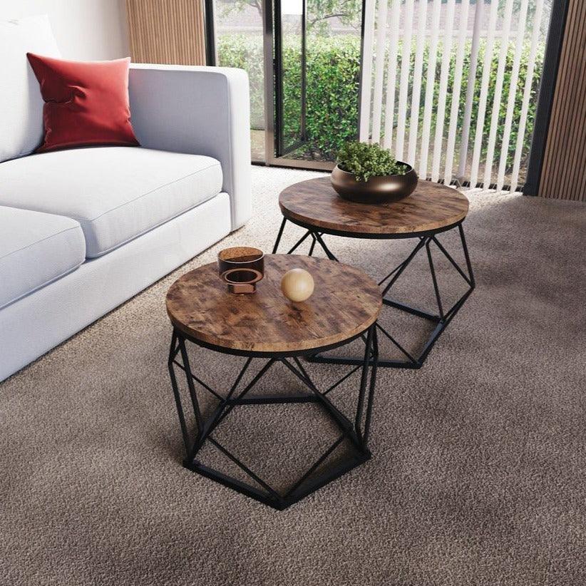 Coffee Table - Geometric Dark Wood Set — House of Avana, view 2 of 58