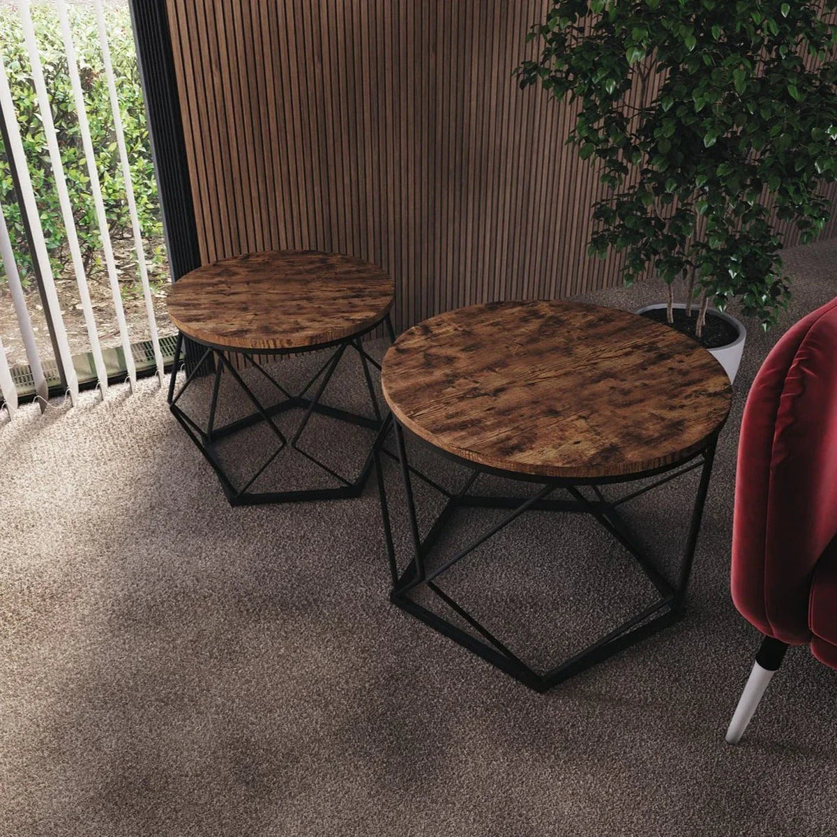 Coffee Table - Geometric Dark Wood Set — House of Avana, view 1 of 58