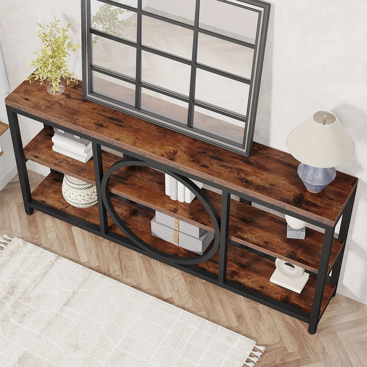 Console Table - 3 Tier Wood Metal Long — House of Avana, view 6 of 14