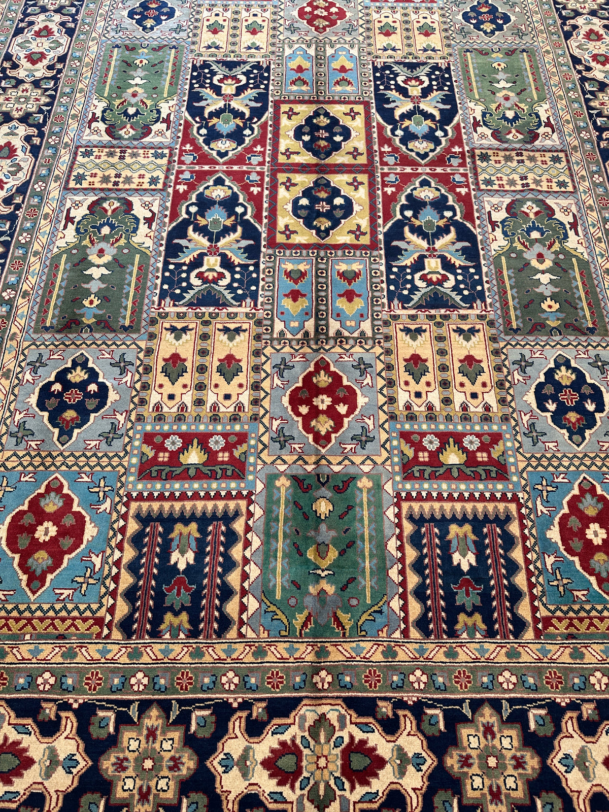 Afghan Bakhtiari Rug 7x10 | Navy, Beige & Light Blue | Hand-Knotted Wool - Rugistan, view 5