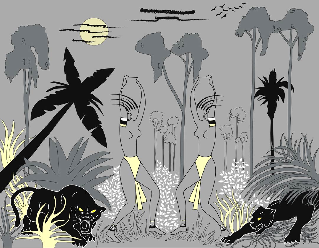 Custom Art Deco Jungle Wallpaper