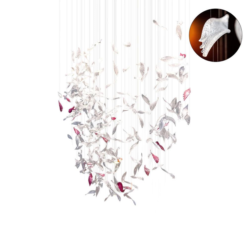 DIY Flying Glass Feather Chandelier