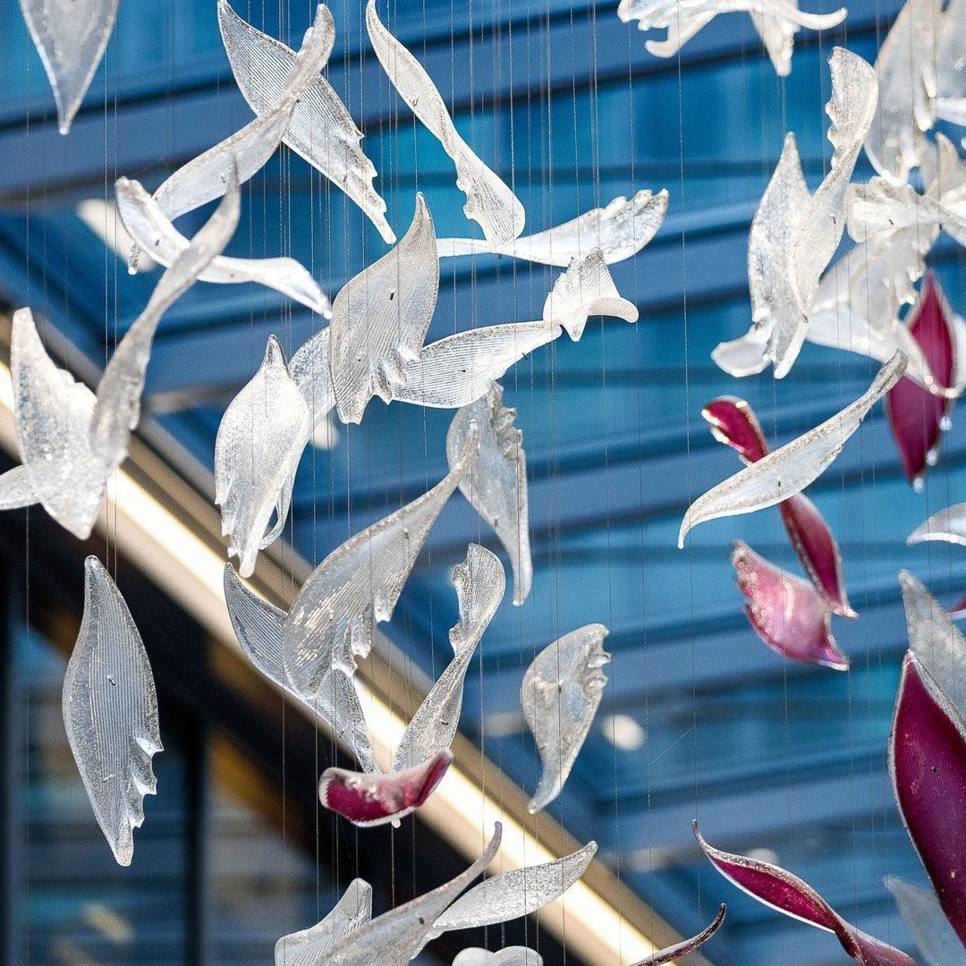 DIY Flying Glass Feather Chandelier