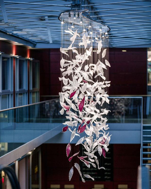 DIY Flying Glass Feather Chandelier