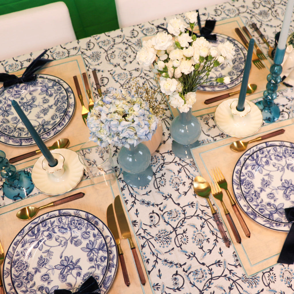100% Organic Cotton - Eleanor Royal Blue Tablecloth