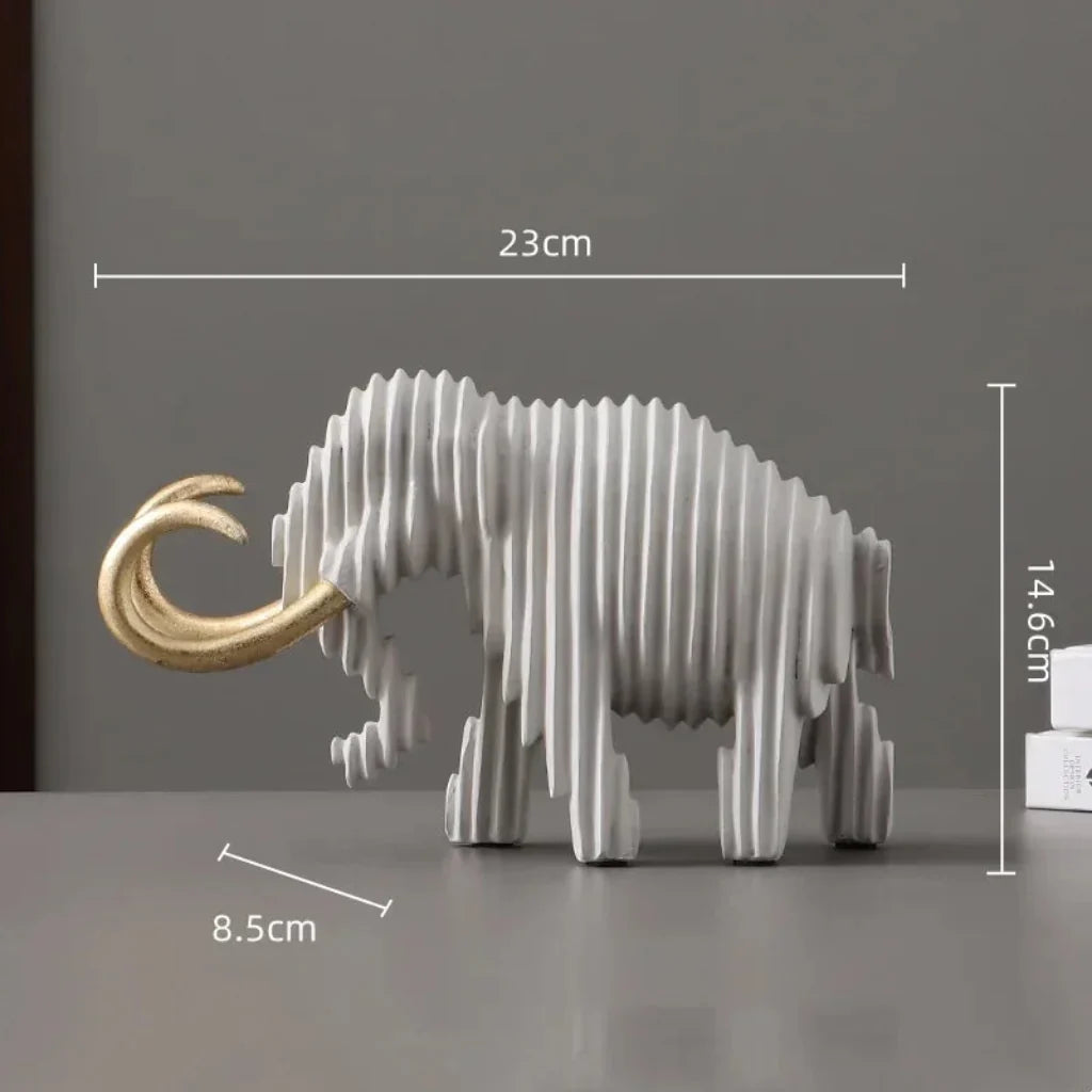 Elephant and Bull Sculpture Set Ribbed Design for Your Home
