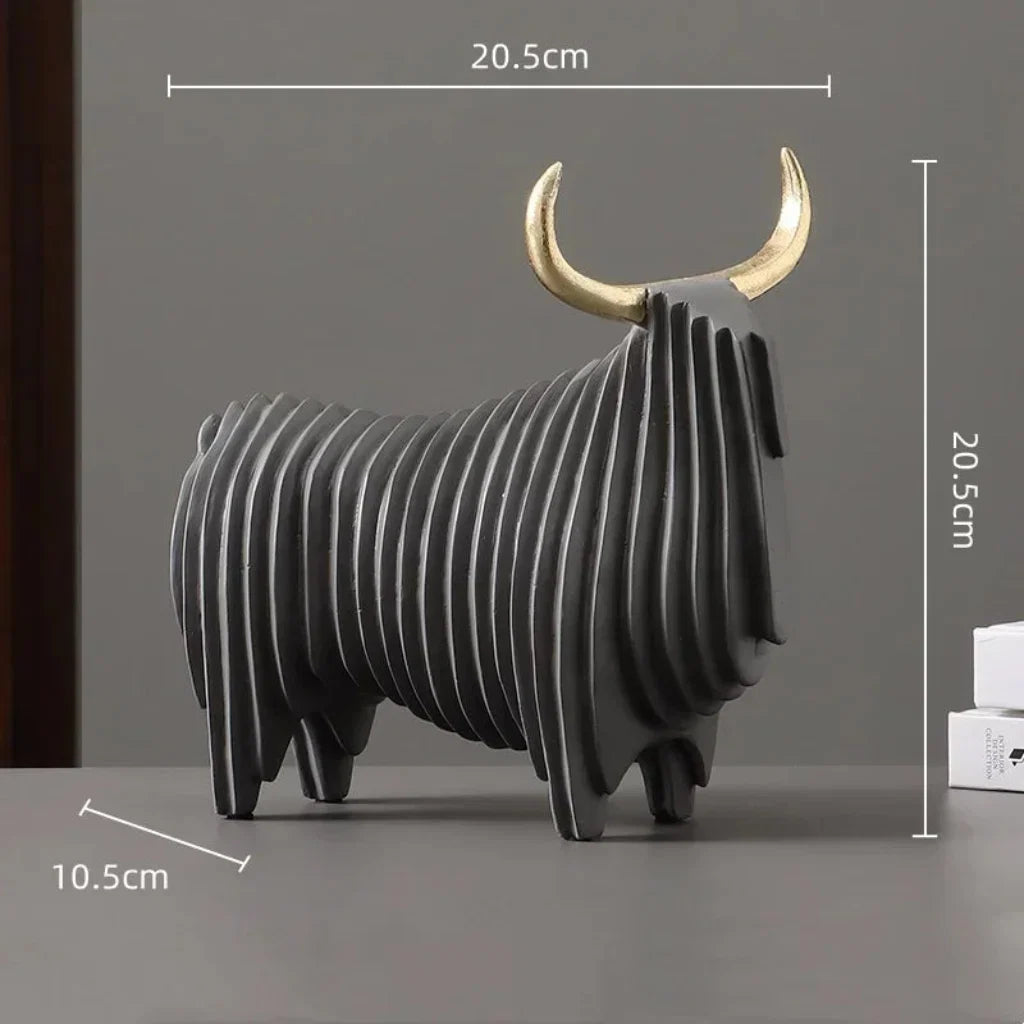 Elephant and Bull Sculpture Set Ribbed Design for Your Home
