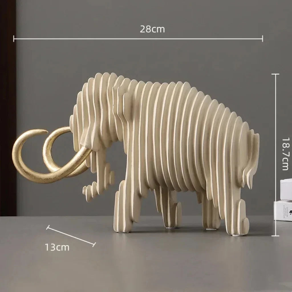 Elephant and Bull Sculpture Set Ribbed Design for Your Home