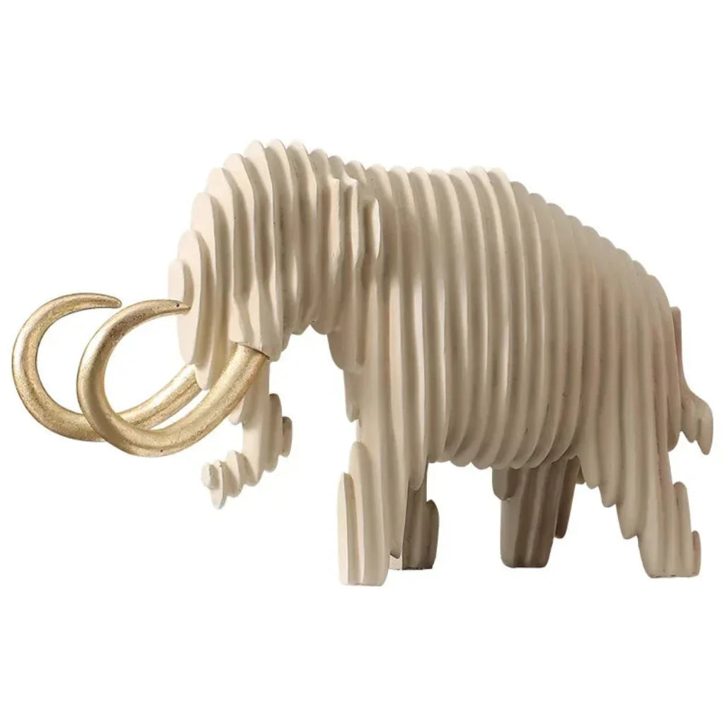 Elephant and Bull Sculpture Set Ribbed Design for Your Home