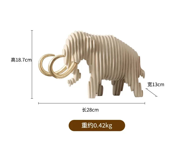 Elephant and Bull Sculpture Set Ribbed Design for Your Home