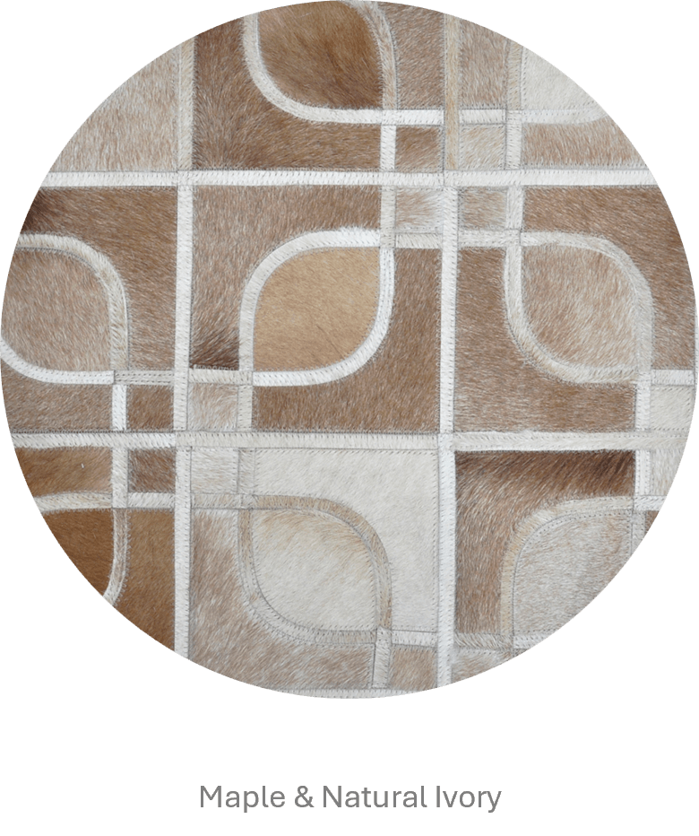 EYES – Geometric Cowhide Rug with Curved Motif - Homelosophy, view 4