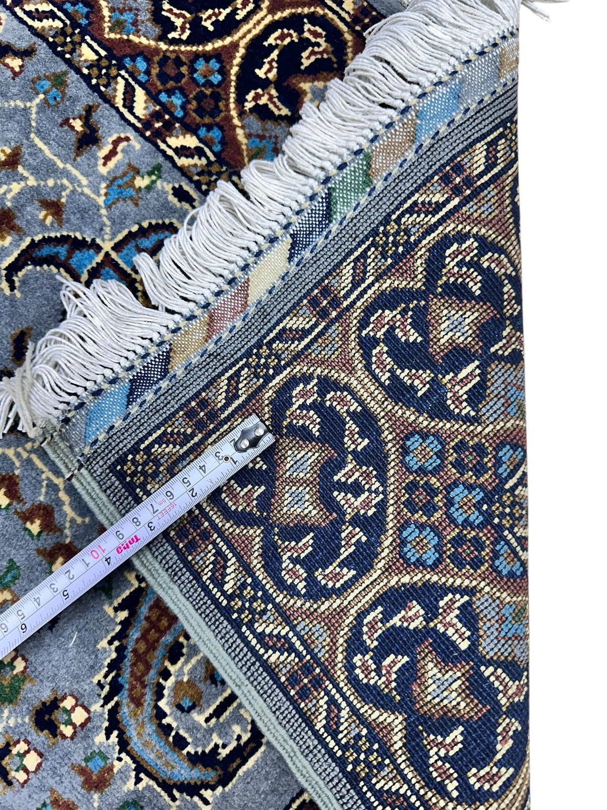 Afghan Rug 3x5 | Light Blue, Brown & Navy | Hand-Knotted Wool - Rugistan, view 6