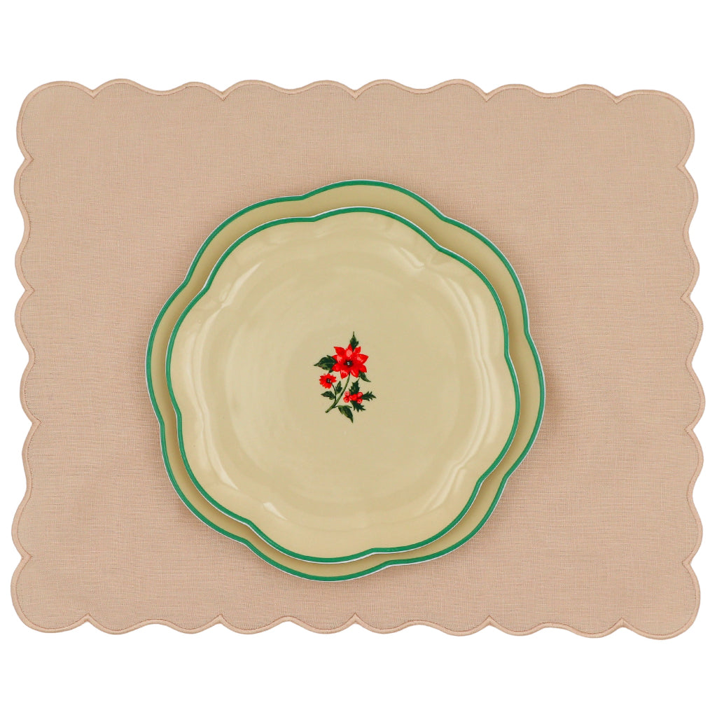 Fabled Flora Scalloped Dinner Plate - Set of 4 (+1 Bonus Plate)