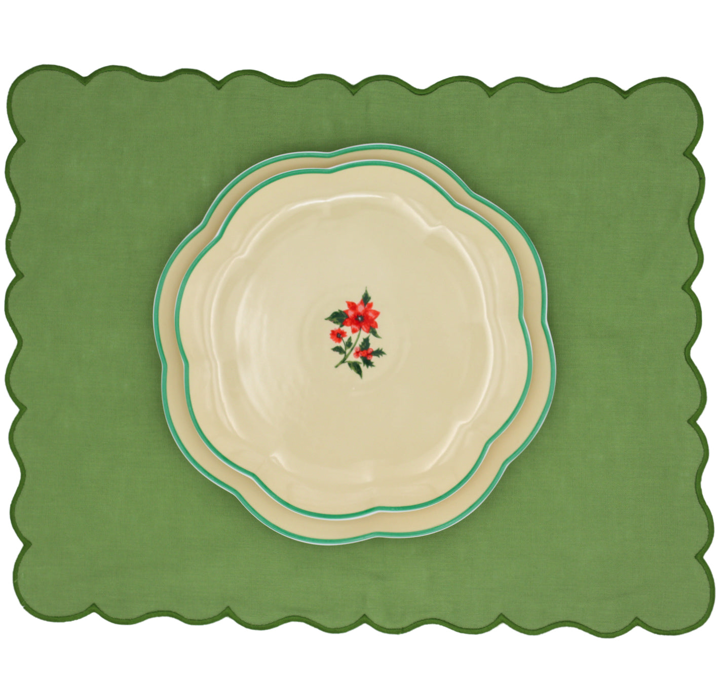 Fabled Flora Scalloped Dinner Plate - Case of 12 Plates (+3 Bonus Plates)