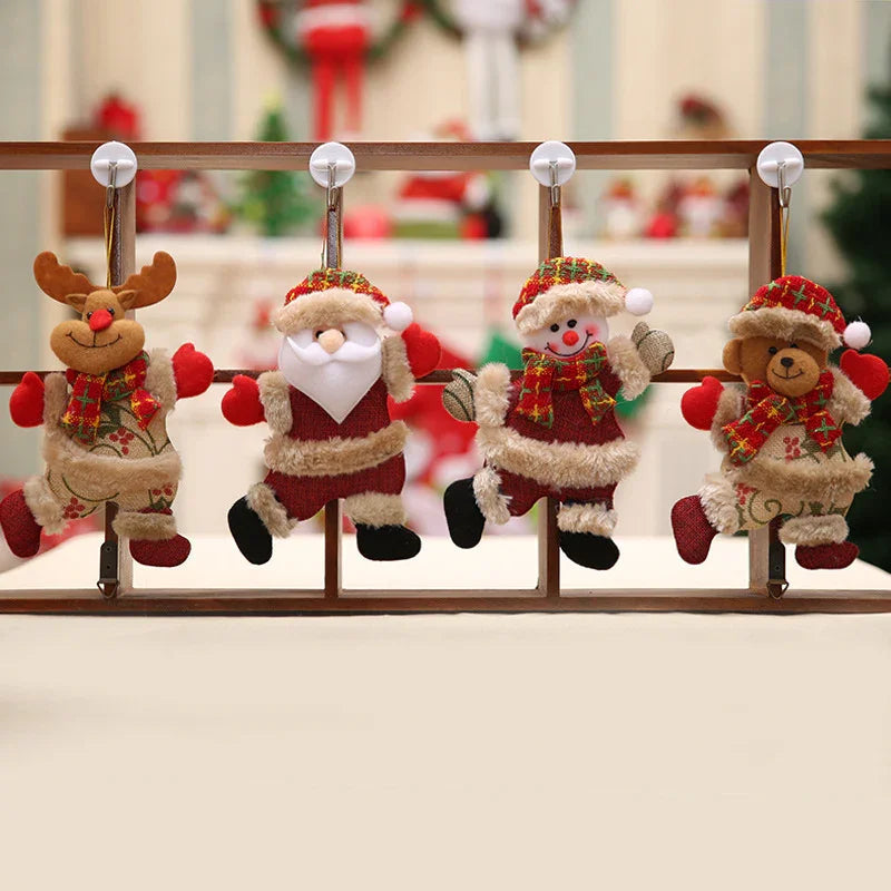 Fabric Christmas Ornaments, Dancing Snowman Deer Bear Tree Decorations