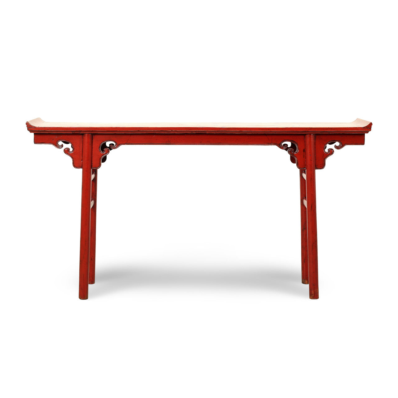 Vintage altar table 67x13x35H with red lacquer