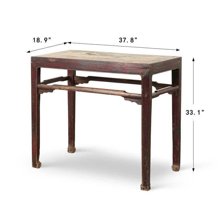 Antique Console with Original Lacquer Elmwood 37.8x18.9x33.1H image 3