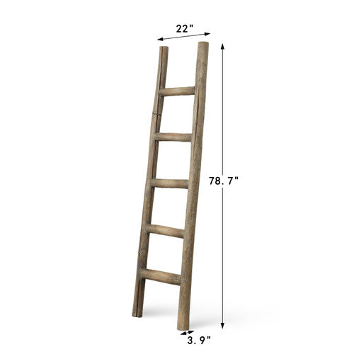 Vintage Wood Ladder Weathered Grey 22"x3.9"x78.7"H image 2