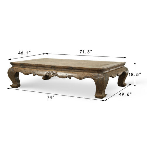 Vintage Extra Large Coffee Table 71.3W 46.1D 18.5H Weathered Natural image 2
