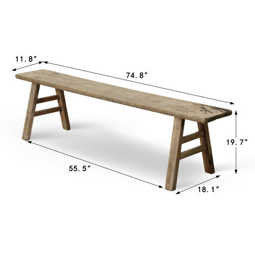 Approx.76 Inches Long 11.4 Inches Deep Vintage Bench Weathered Natural image 2
