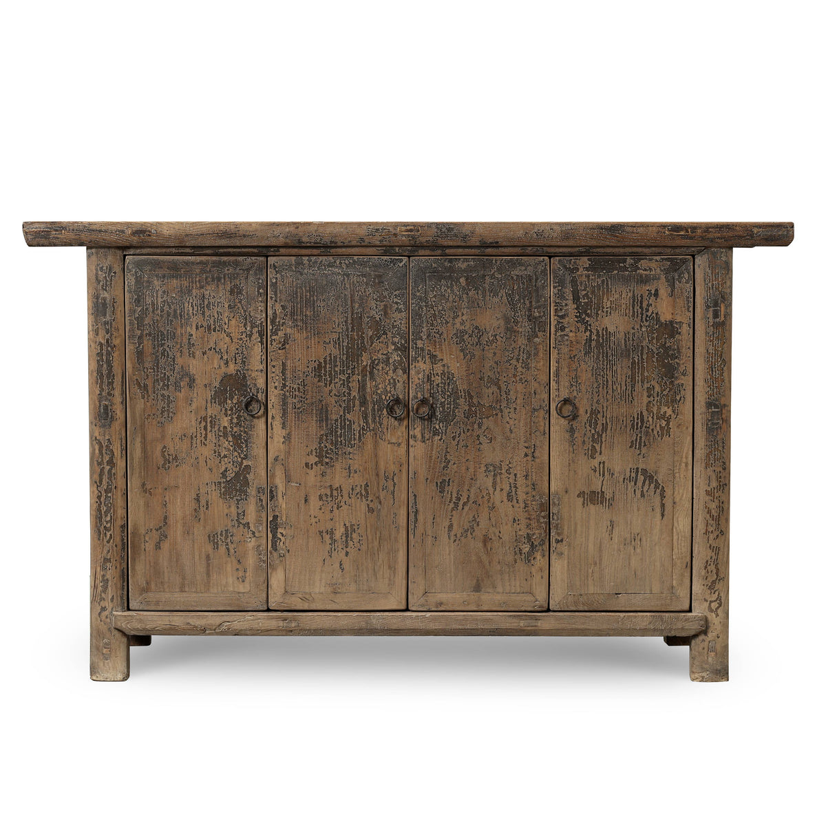 Vintage Sideboard with 4 Doors Distressed Black 57.5"x18.1"x34.6"H