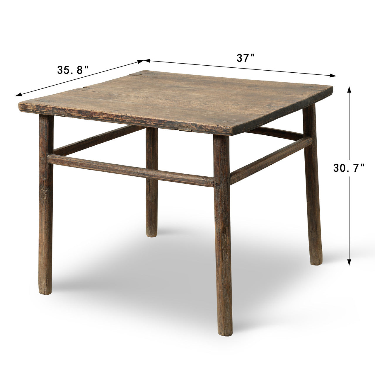 Antique Table Elmwood 37.0"x35.8"x30.7"H