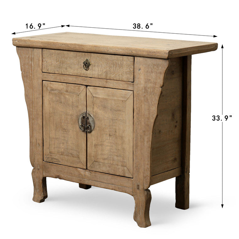 Antique Entrance Cabinet Weathered Natural 38.6"x16.9"x33.9"H Walnut Wood image 3