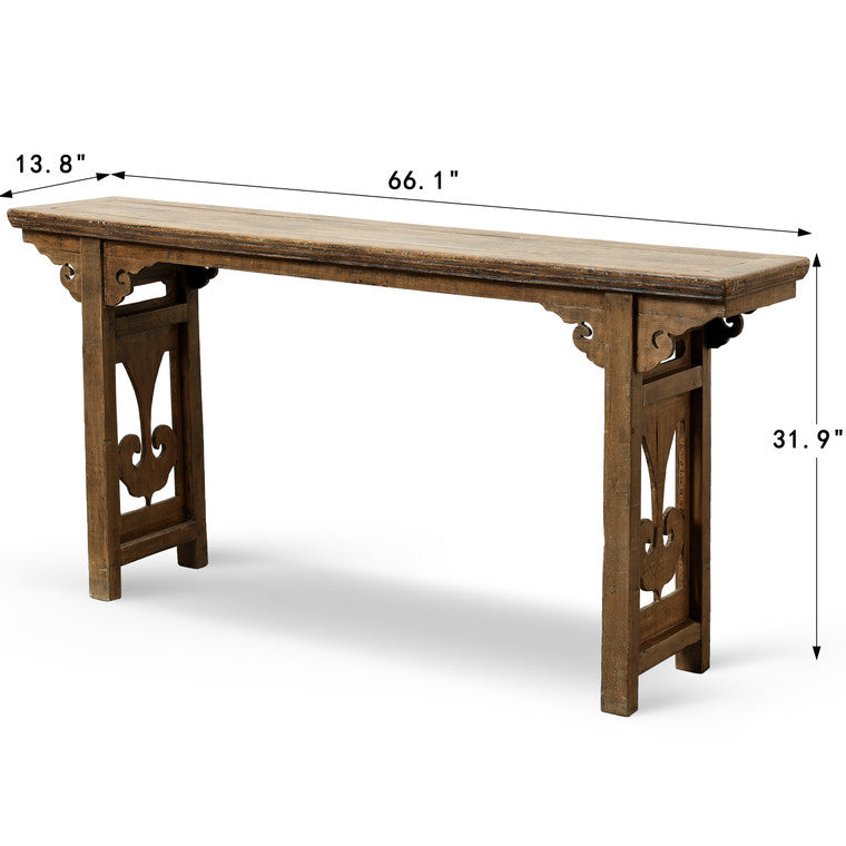 Vintage Altar Table Weathered Natural 66.1"x13.8"x31.9"H image 3
