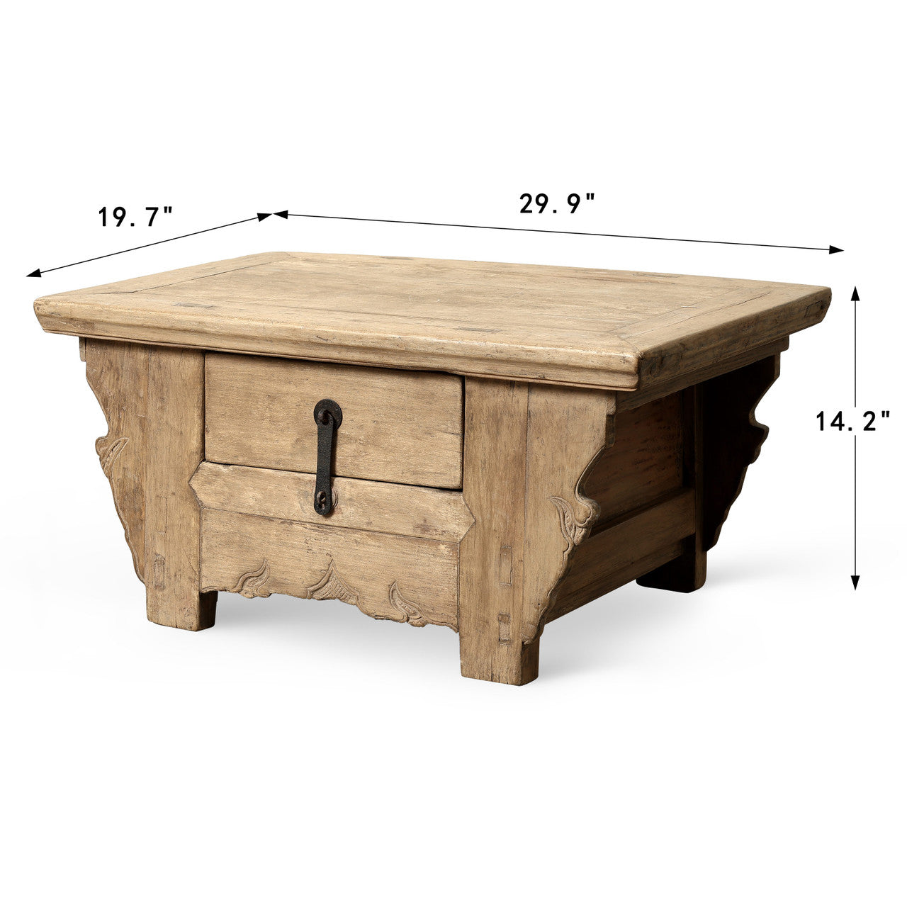 Vintage Low Storage Coffee Table 29.9"x19.7"x14.2"H Elmwood