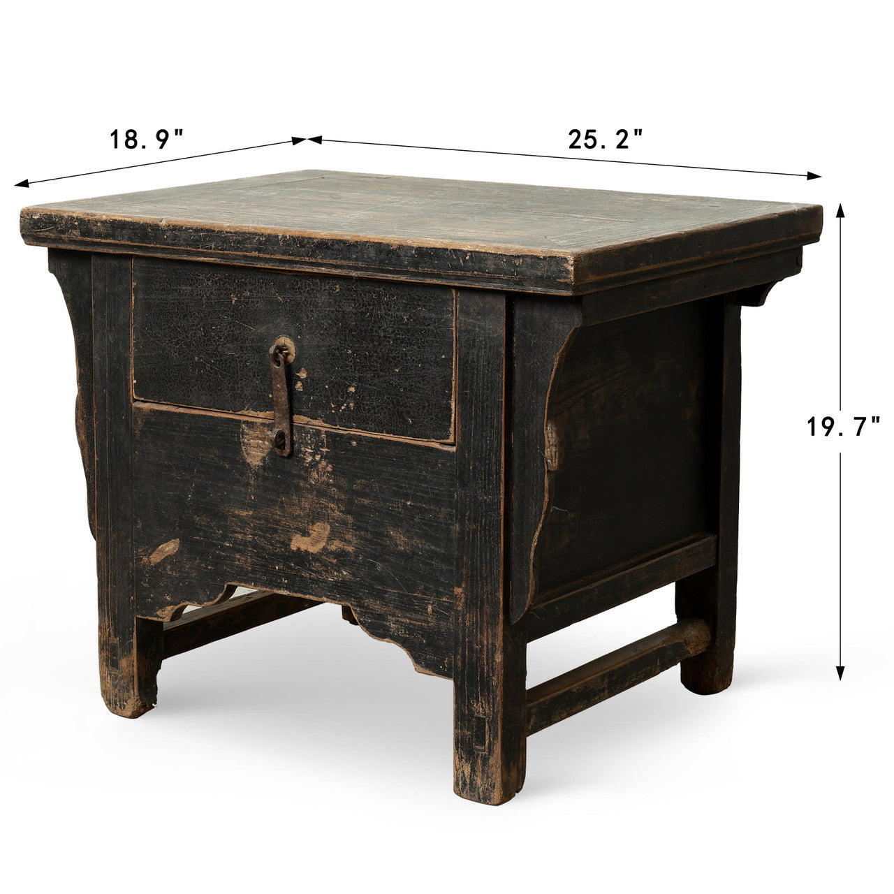 Vintage Low Storage Coffee Table Distressed Black 25.2"x18.9"x19.7"H Elmwood