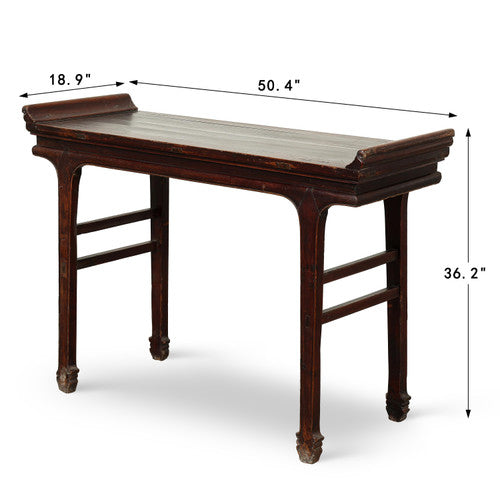 Vintage Ming-style Altar Table Weathered Natural 50.4"x18.9"x36.2"H Cedarwood image 2