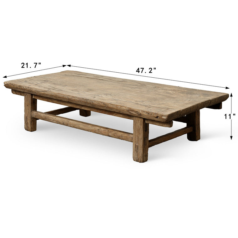 Vintage Coffee Table Weathered Natural 47.2" x21.7" x11" H Elmwood image 3