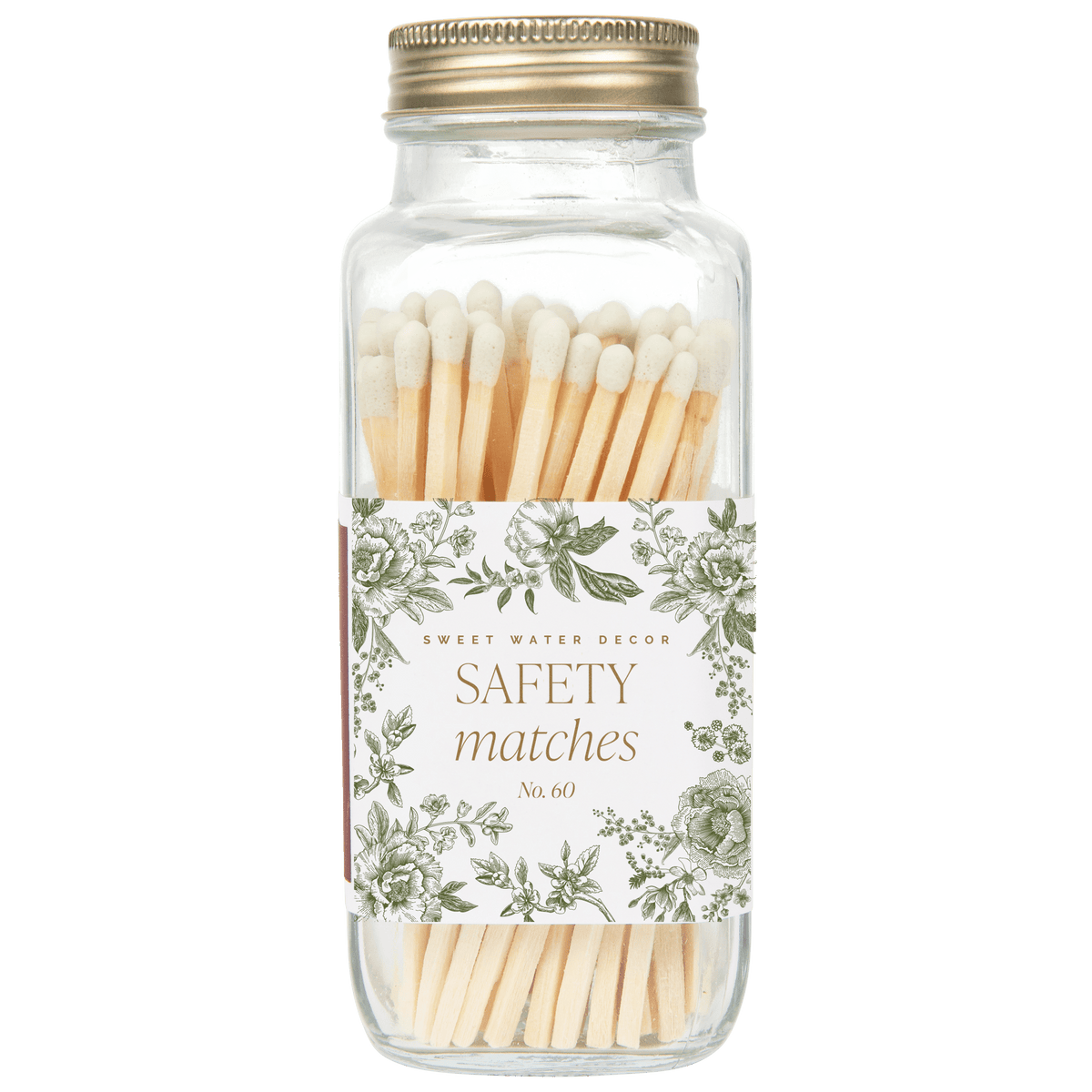 Green Delft White Tip Safety Matches - 60 Count, 3.75" - Sweet Water Decor