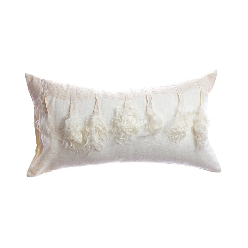 Goatskin Pom Lumbar Pillow - Homelosophy