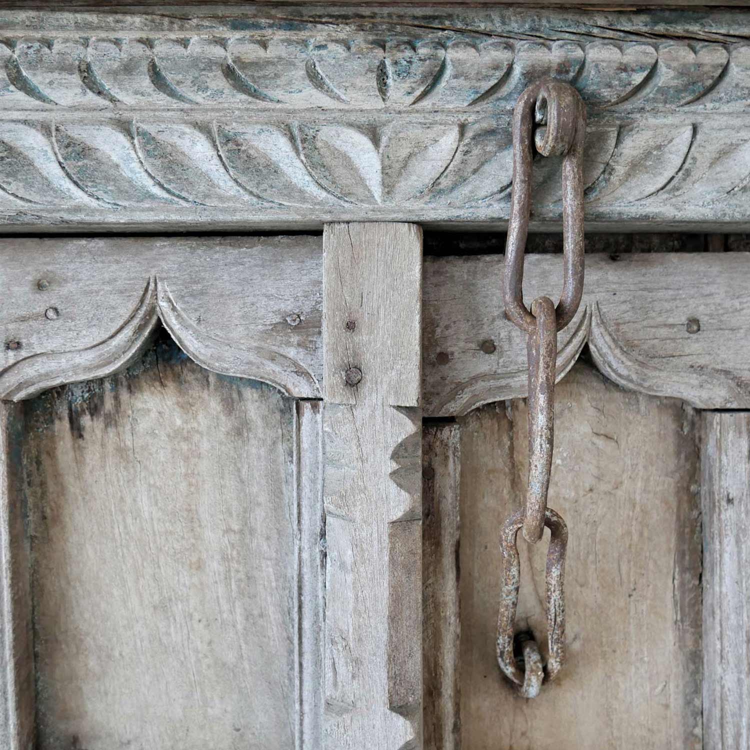 1800s Antique Ornately Carved 84 in. X 100 in. Indian Haveli Doors