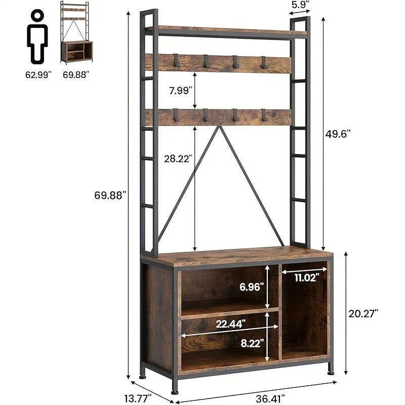 Hall Tree - Storage Wooden Bench