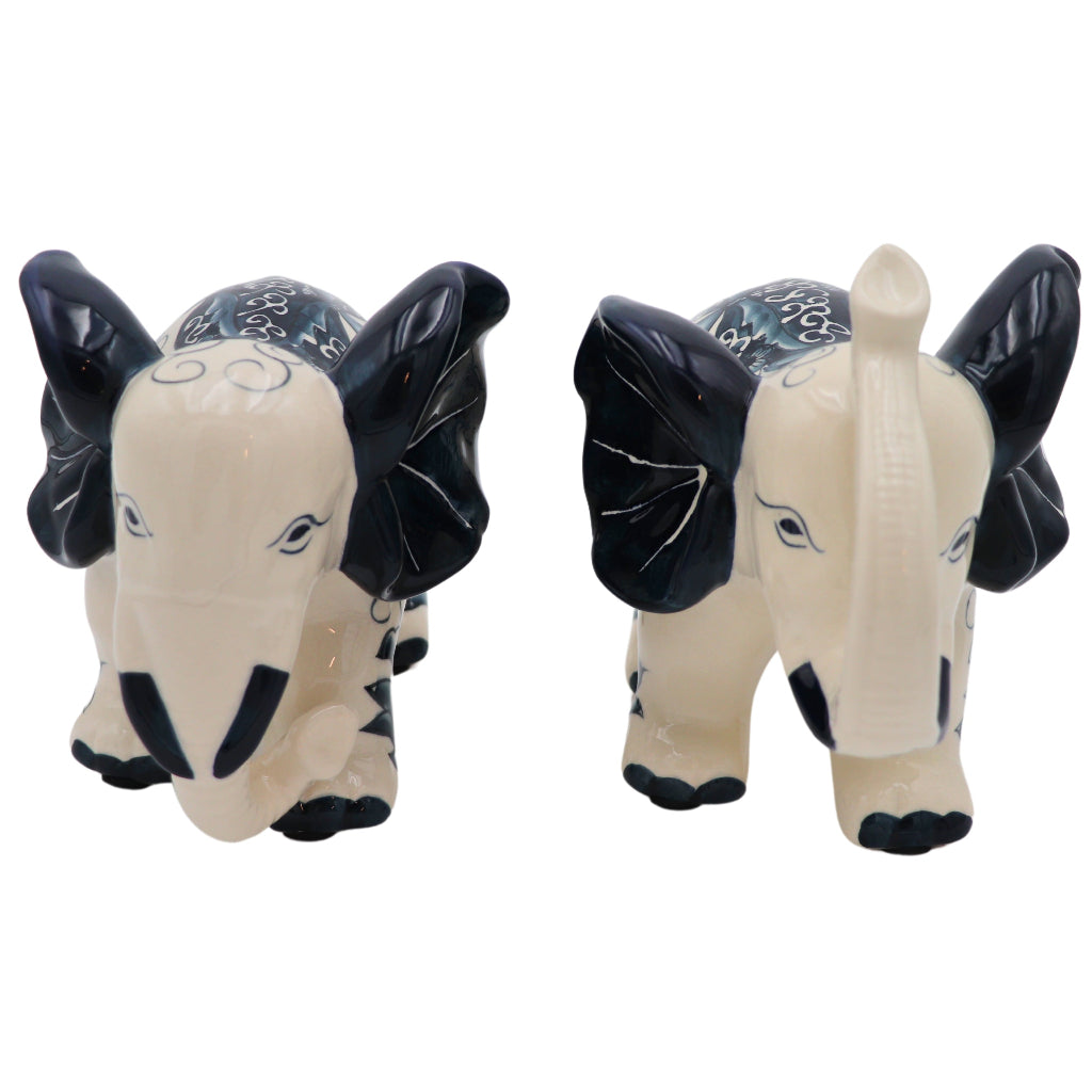 Hand-painted Ceramic Embera and Nyala Elephants - Pair