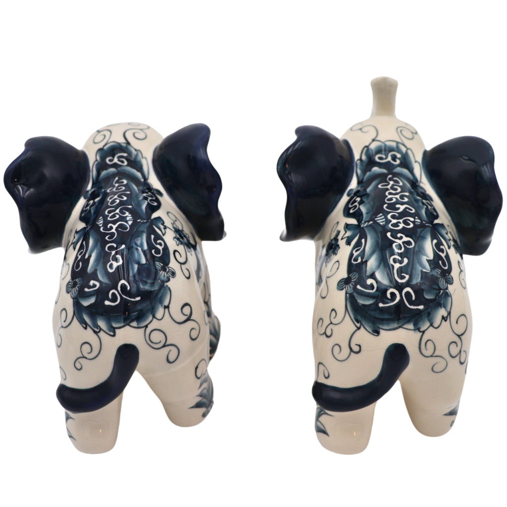 Hand-painted Ceramic Embera and Nyala Elephants - Pair