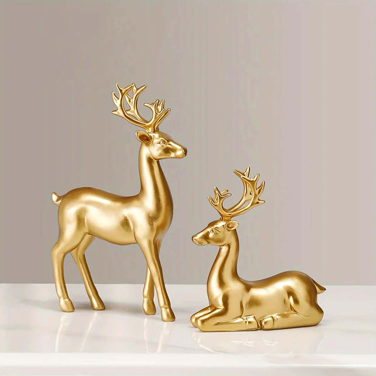 Handmade Ceramic Deer Figurines for Christmas Home Decor