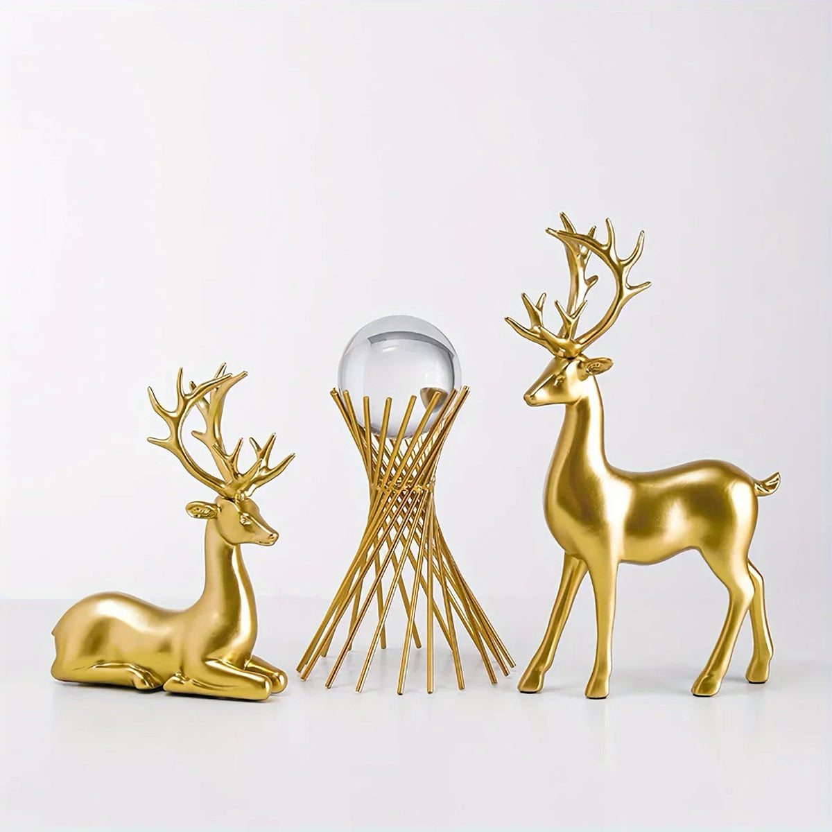 Handmade Ceramic Deer Figurines for Christmas Home Decor
