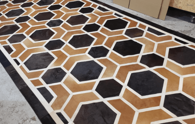 HEXAGON – Modern Patterned Rug in Organic Hide - Homelosophy, view 11