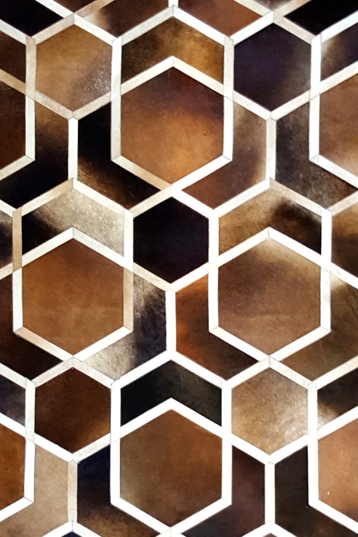 HEXAGON – Modern Patterned Rug in Organic Hide - Homelosophy, view 4