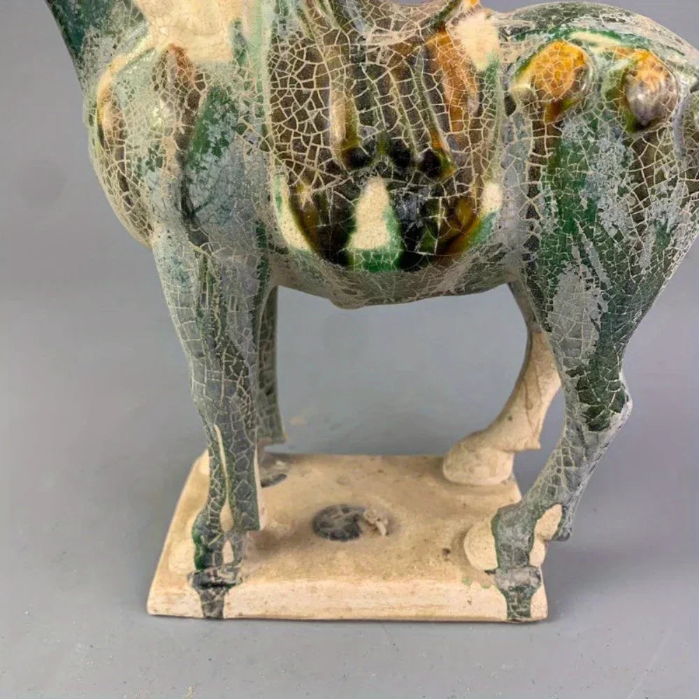 Horse Figurine with Green Crackle Glaze for Your Home Decor