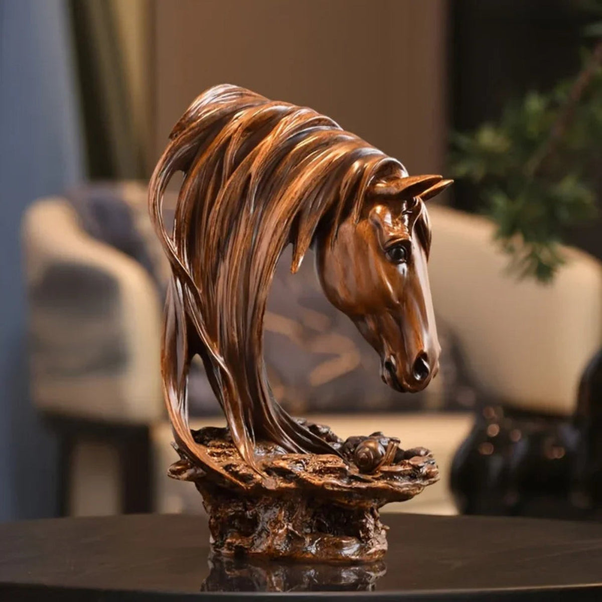 Horse Head Sculpture Artistic Gold and White for Home Decor Lovers