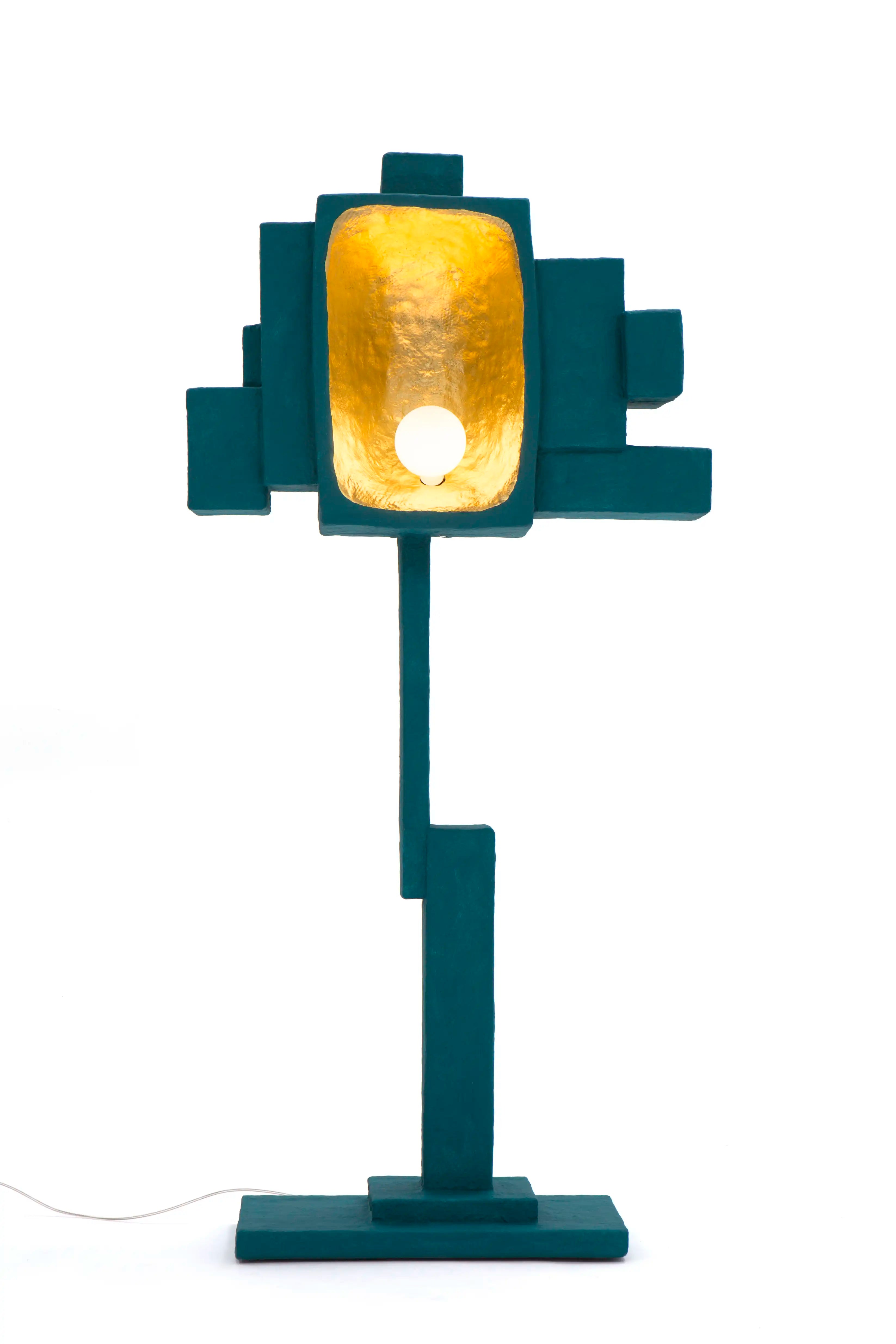 Teal Upcycled Floor Lamp - BOX-1 by Studio Josha