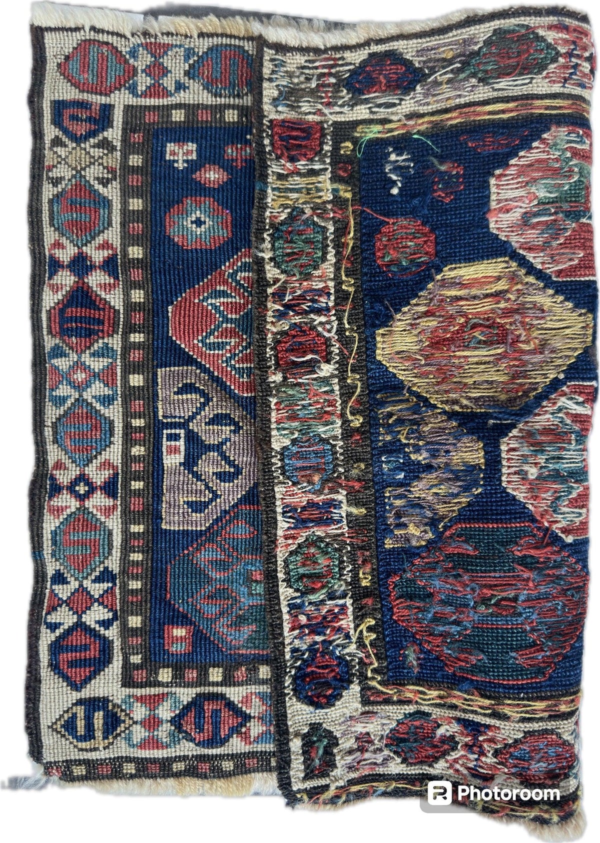 Antique Caucasian Shahsavan Bag Face 2x2 | Navy, Red & Ivory | Hand-Knotted Wool - Rugistan, view 2