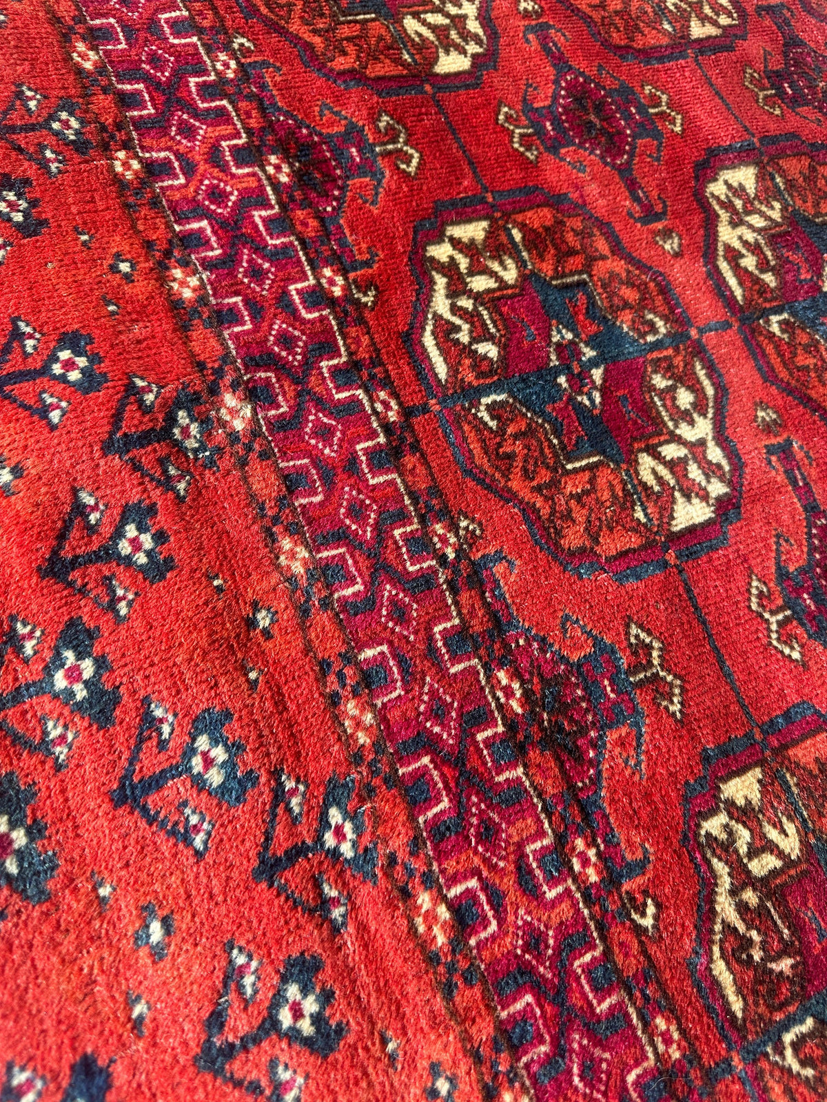 Antique Tekke Rug 3x4 | Red, Burgundy & Navy | Wool - Rugistan, view 2