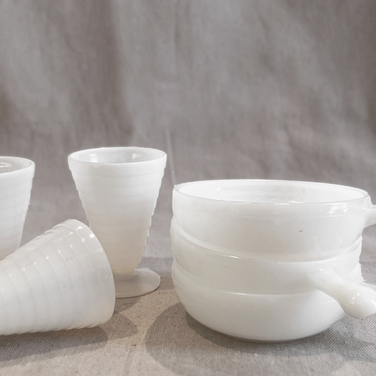 Vintage Milk Glass Cocktail Glasses - Source by Studio Skara, view 2
