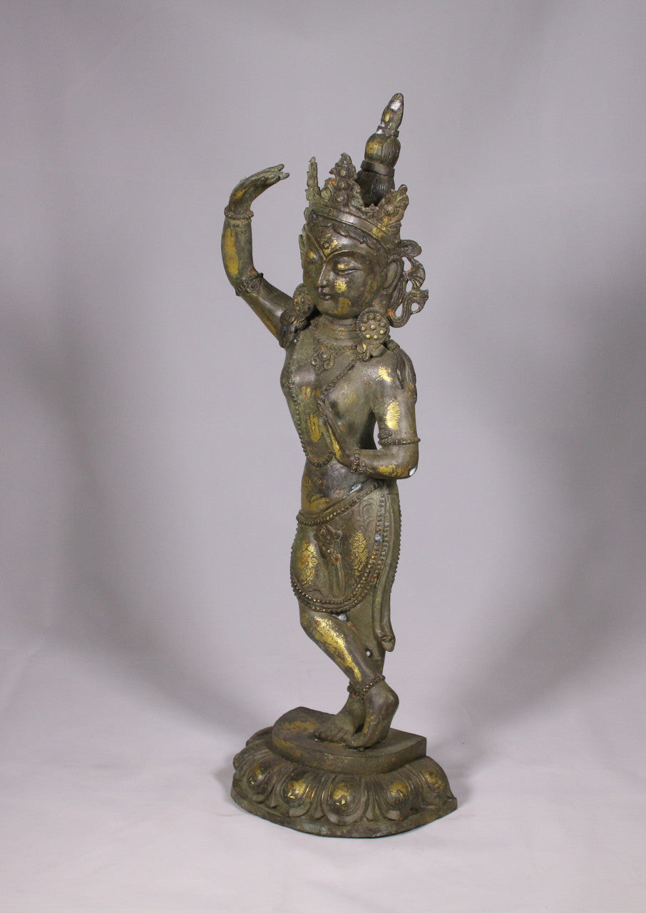 Bronze Tara Statue Hand-down Semicircular Base 10X7X21